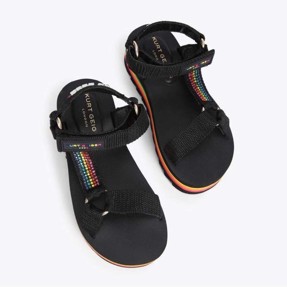 Kurt Geiger Kids Black Sandals with Colorful Straps